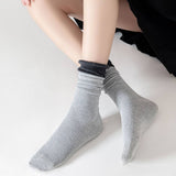 Women'S Contrast Color Curled Cotton Socks_Cwms1372