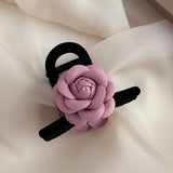 NEW BLACK VELVET PINK CAMELLIA HAIRPIN_CWAHA4658