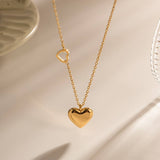 FRENCH SIMPLE DOUBLE HEART PENDANT NECKLACE_CWAJE1429