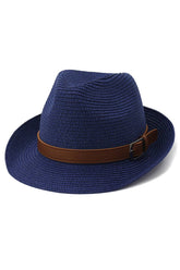 DANDY BELT SUMMER STRAW FEDORA HAT_CWAH0450