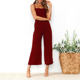 Solid Color Spaghetti Strap Wide-Leg Jumpsuit