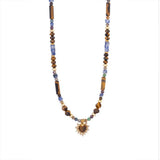 Tiger Eye Heart Pendant Beaded Necklace_Cwmm7547