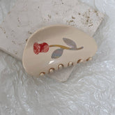 FRENCH STYLE ROSE CREAM COLOR ACETATE HAIR CLAW CLIPS