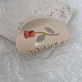 FRENCH STYLE ROSE CREAM COLOR ACETATE HAIR CLAW CLIPS