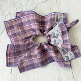 Vintage Plaid Scarf Layered Scrunchie Tie_Cwaha07671