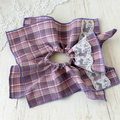Vintage Plaid Scarf Layered Scrunchie Tie_Cwaha07671