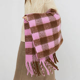 Black & White Plaid Fau Cashmere Scarf_Cwasc0324