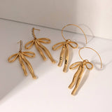 PERSONALITY FASHION 1 STEEL BOW PENDANT EARRINGS_CWAJE1880
