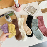 Women Solid Color Pile Socks Cotton Socks_Cwms0337