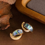 ENAMEL SILVER NEEDLE C SHAPED EARRINGS_CWMM4287