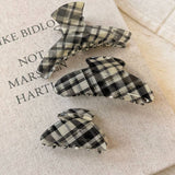 Plaid Claw Clip Retro Arc Hair Grip Accessory_Cwaha07769