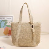 SOLID COLOR ONE SHOULDER BEACH STRAW BAG_CWAB1866