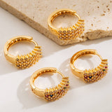 GOLD PLATED CZ HOOP EARRINGS WOMEN S CHIC STYLE_CWMM8519
