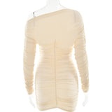 Solid-Color Off-The-Shoulder Body-Hugging Dress