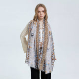 FLORAL BORDER SATIN SCARF ELEGANT BEACH WRAP_CWASC0672