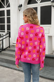 Versatile Flower-Printed Warm Threaded Sweater