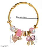 Trendy Adjustable Butterfly Heart Steel Bracelet_Cwmm8599