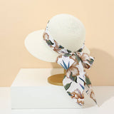 FASHION BOW RIBBON WIDE BRIM STRAW HAT_CWAH3471