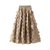 3D POLKA DOT TULLE A LINE FLARED MIDI SKIRT_CWBMS0379