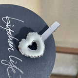 SILVER CHEESE HEART DONUT HAIRPIN DUCKBILL HAIRPIN_CWAHA4672