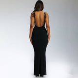 Stylish Sexy Backless Strap Strap Slip-Fit Dress