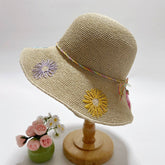 HIGH FASHION EMBROIDERED SUNFLOWER STRAW HAT_CWAH3590