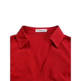 FASHION V NECK SOLID COLOR PLUS SIZE DRESS_CWDMD3647