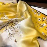 CAMELLIA SILK SCARF FRENCH RETRO SQUARE WRAP_CWASC0618