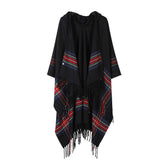 STRIPED TASSEL WARM CLOAK SHAWL SCARF CAPE_CWASC2270