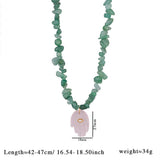 LAPIS TIGER EYE FATIMA HAND BEADED NECKLACE_CWMM7533