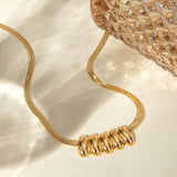 SMOOTH WAIST OVAL SNAKE BONE NECKLACE BRACELET SET_CWAJE1883