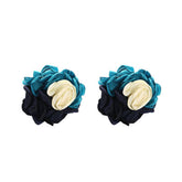 COLORBLOCK FABRIC FLOWER STUD TRENDY EARRINGS_CWMM6182