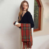 PLAID WINTER SCARF FOR WOMEN WITH TASSELS WARM_CWASC0186