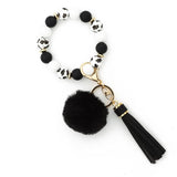 POM POM TASSEL KEYCHAIN SILICONE BEAD BRACELET_CWAB5016