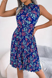 Women Floral Waist Pleated Dress_Cwdsd2520
