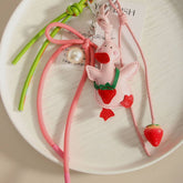 CUTE YELLOW DUCK STRAWBERRY KEYCHAIN BAG CHARM_CWMM7875