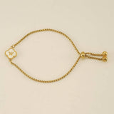 Cwaje1959_Adjustable Four Leaf Clover Letter Shell Bracelet