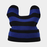 ARTISTIC RETRO STRIPED COW EAR KNITTED HAT_CWAH2127