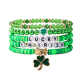 ST PATRICKS DAY GREEN SHAMROCK CHARM BRACELET SET_CWMM3496