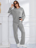 Waffle Two-Piece Loungewear With Long Sleeves