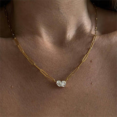 Vintage 18K Gold-Plated Square Zircon Necklace_Cwmm5602