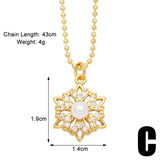 FLOWER PEARL INLAID ZIRCONIUM PENDANT NECKLACE_CWAJE0904