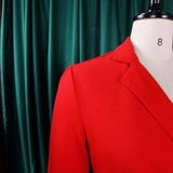 SOLID COLOR ELEGANT SUITCOLLAR PLEATED LAPEL DRESS_CWDMD3718