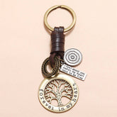 HAND WOVEN BRONZE LUCKY TREE COWHIDE KEYCHAIN_CWMM4771