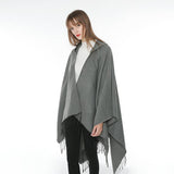 SOLID COLOR FRINGED HOODED BLANKET SHAWL CLOAK_CWASC0314