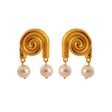 18K STAINLESS STEEL PEARL CONCH STUD EARRINGS_CWMM8916