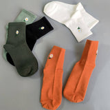 SOLID COLOR DAISY SOCKS COTTON MID CALF STYLE_CWMS088