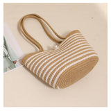 LARGE CAPACITY STRIPED SHOULDER BAG STRAW BAG_CWAB1882