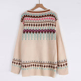 Vintage Jacquard Button Pullover Sweater