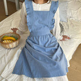 SOLID COLOR COTTON PASTORAL FLORAL SMOCK APRON_CWMM5829